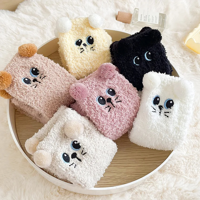 Fuzzy Kitty Crew Socks (6 Colours)