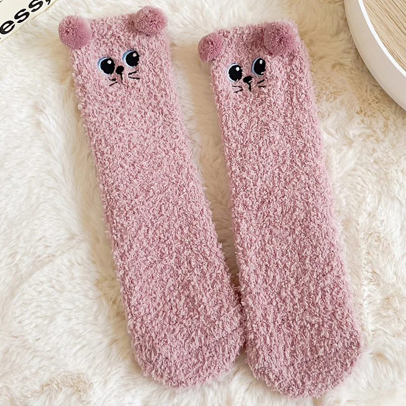 Fuzzy Kitty Crew Socks (6 Colours)