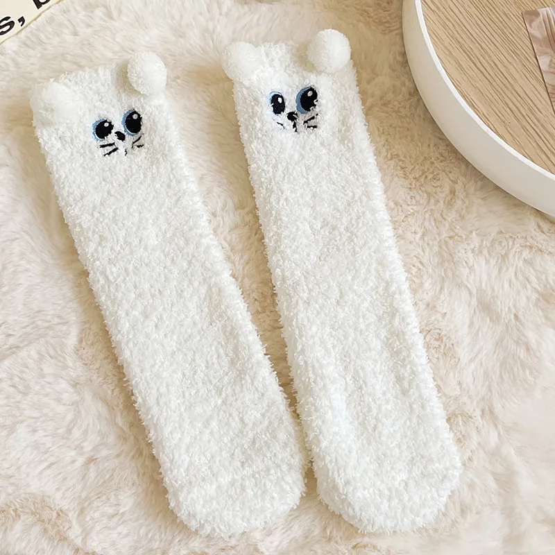 Fuzzy Kitty Crew Socks (6 Colours)