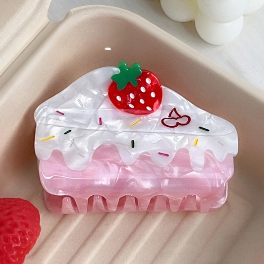 Strawberry Cake Acrylic Hair Claw Clip