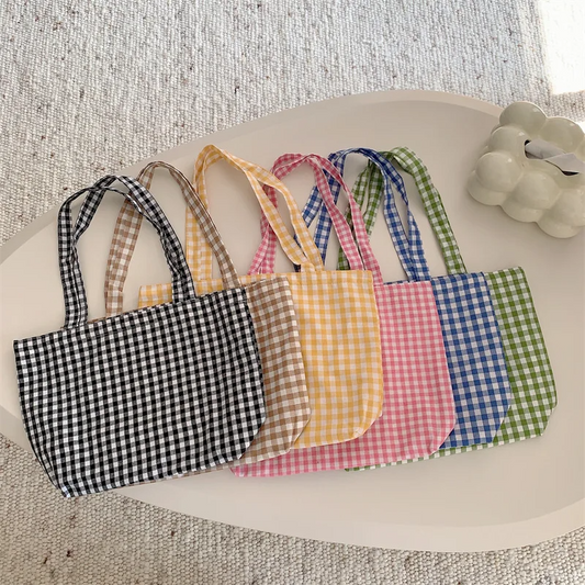 Gingham Check Tote Bag (6 Colours)