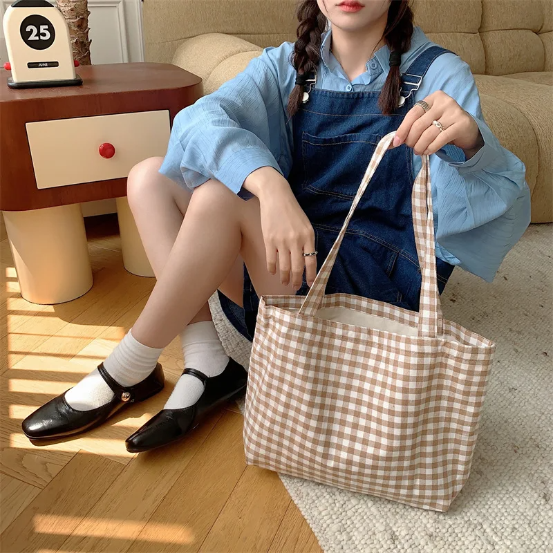 Gingham Check Tote Bag (6 Colours)