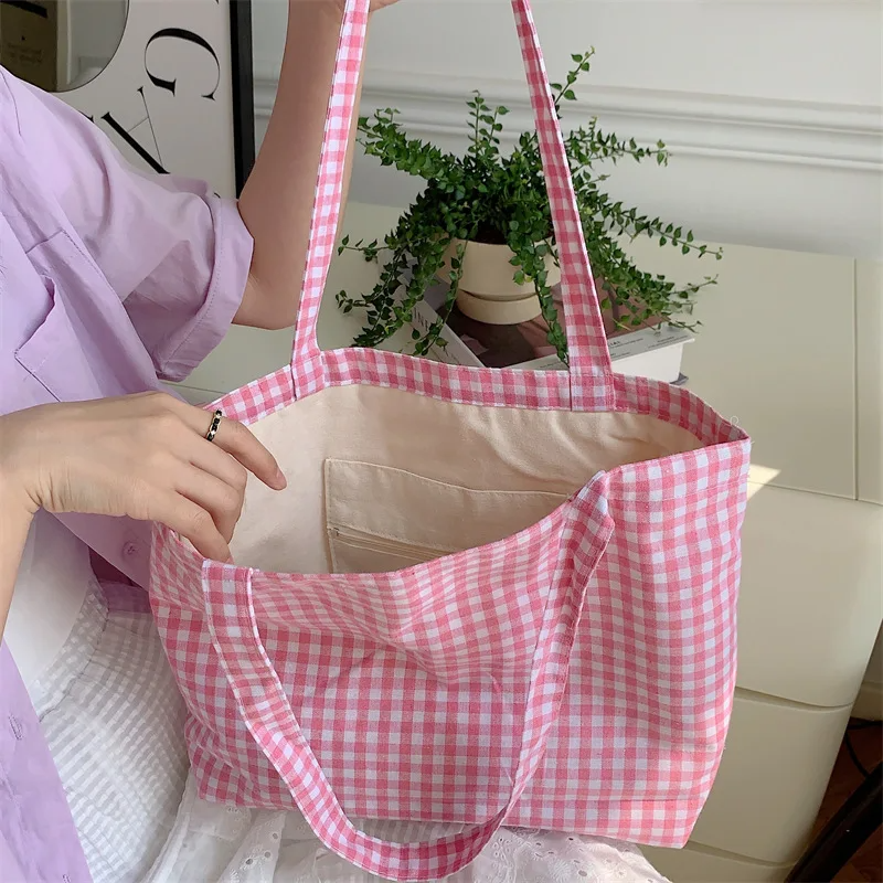 Gingham Check Tote Bag (6 Colours)