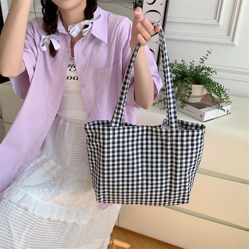 Gingham Check Tote Bag (6 Colours)