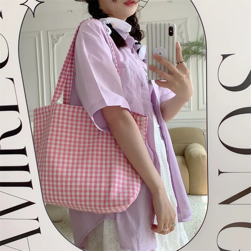 Gingham Check Tote Bag (6 Colours)