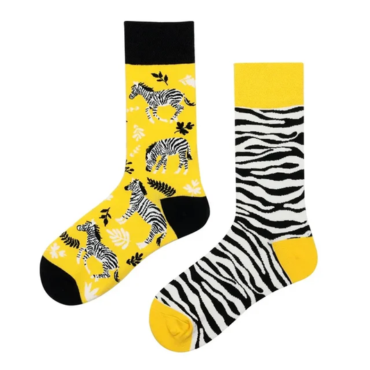 Mismatched Zebra Crew Socks