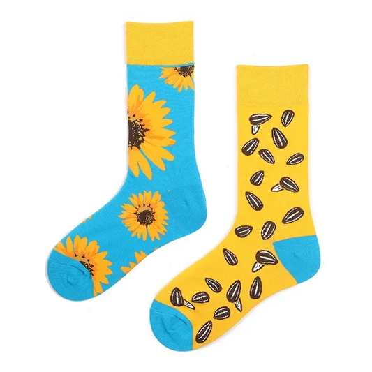 Mismatched Sunflower Crew Socks