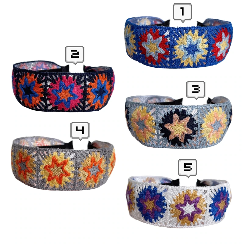 Star Flower Embroidery Headband (5 Colours)