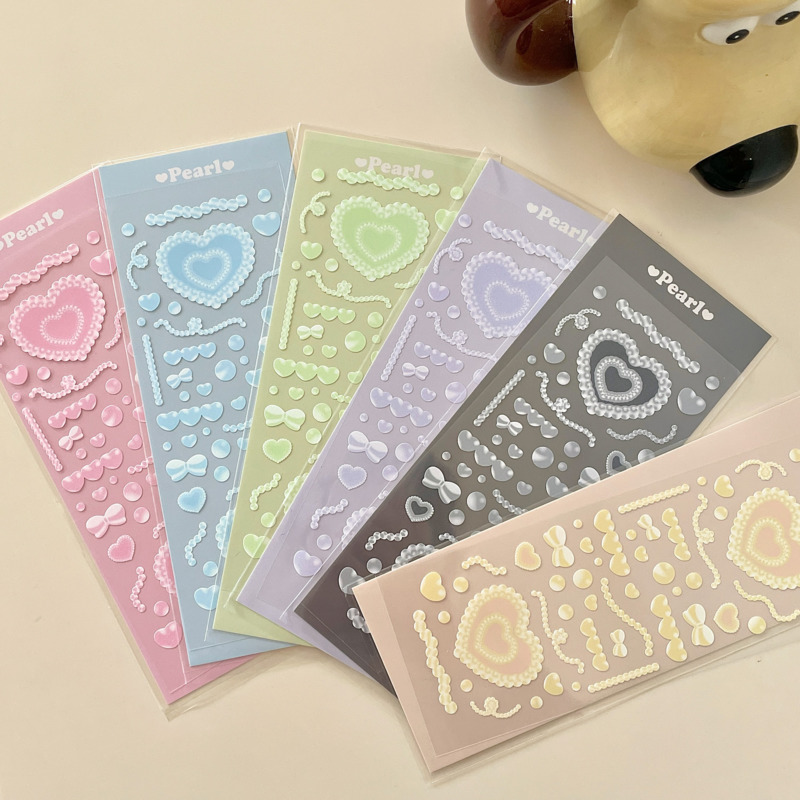 Hearts and Pearls Deco Stickers (6 Colours)