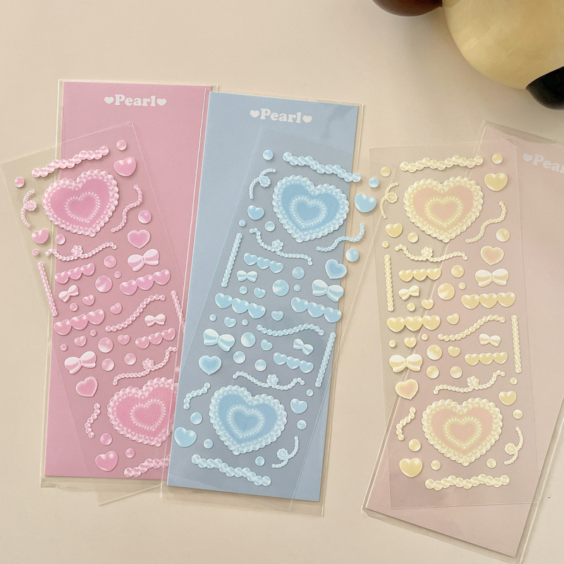 Hearts and Pearls Deco Stickers (6 Colours)