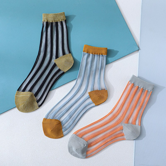 Transparent Stripe Crew Socks (3 Colours)