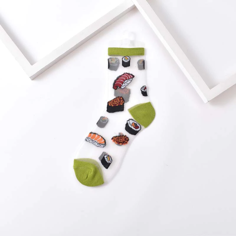 Transparent Food Pattern Crew Socks (9 Designs)