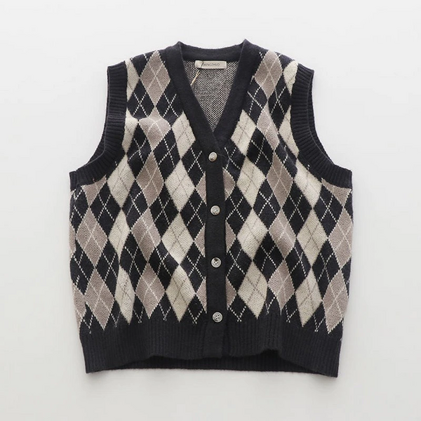 Button Down Argyle Sweater Vest (3 colours) – Ice Cream Cake