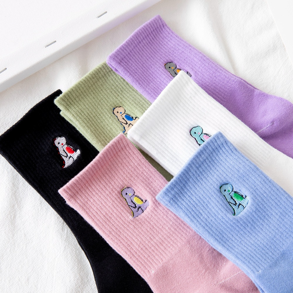 Pastel Dinosaur Crew Socks (6 Colours)