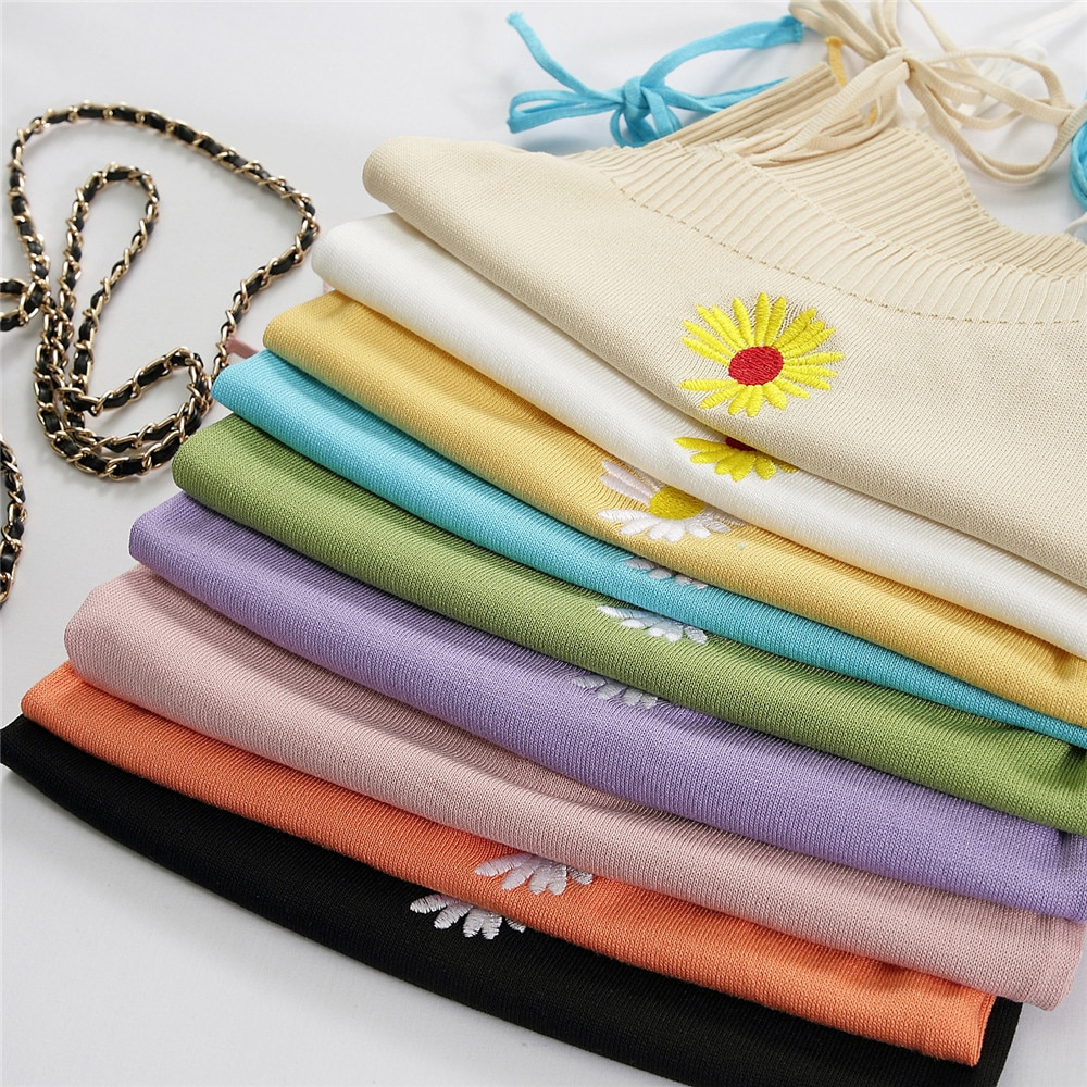 Daisy Embroidery Knit Top (9 Colours)