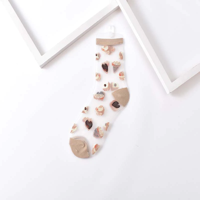 Transparent Food Pattern Crew Socks (9 Designs)