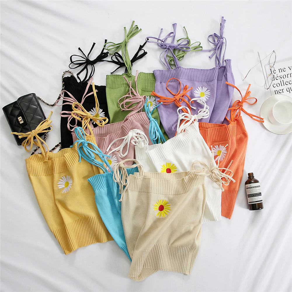 Daisy Embroidery Knit Top (9 Colours)