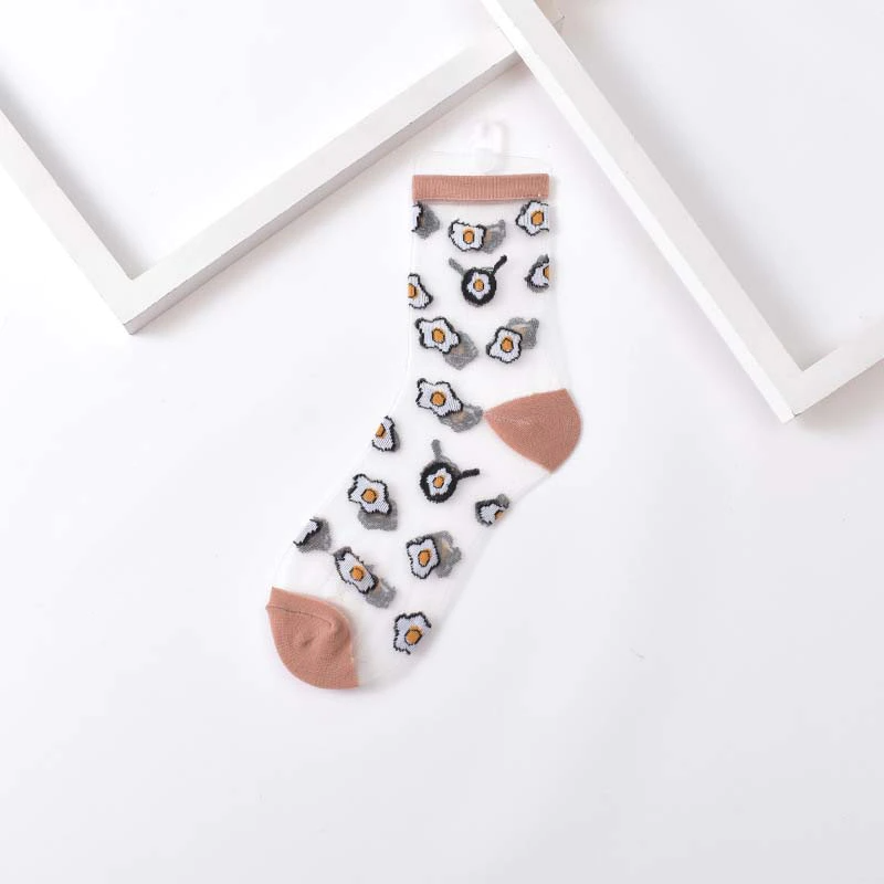 Transparent Food Pattern Crew Socks (9 Designs)