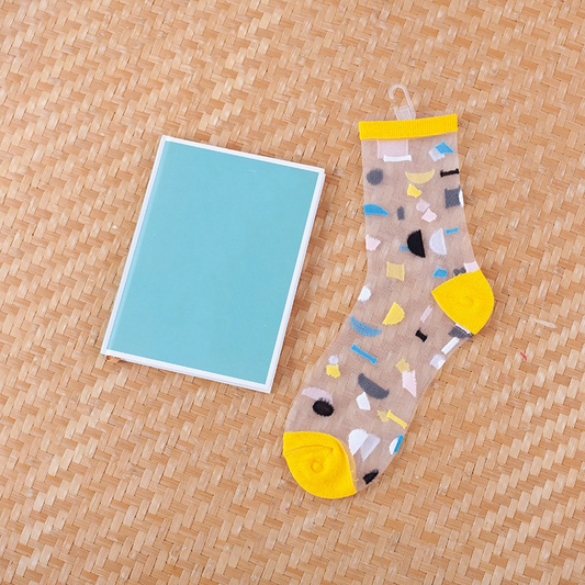 Transparent Shapes Pattern Crew Socks