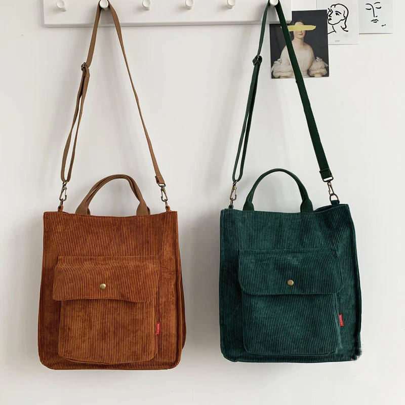 Corduroy Zipper Tote (4 Colours)