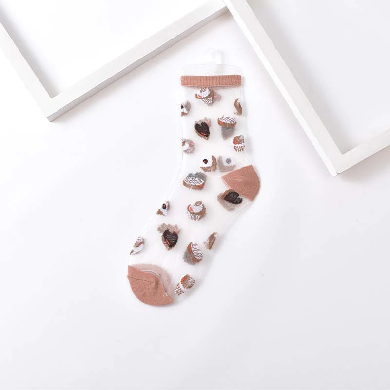 Transparent Food Pattern Crew Socks (9 Designs)