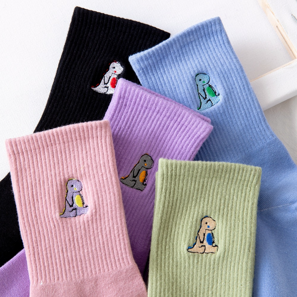 Pastel Dinosaur Crew Socks (6 Colours)