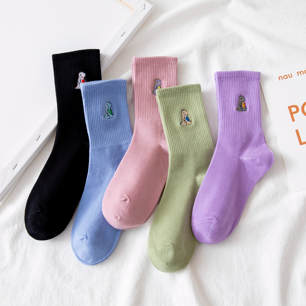 Pastel Dinosaur Crew Socks (6 Colours)