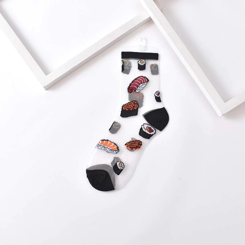 Transparent Food Pattern Crew Socks (9 Designs)