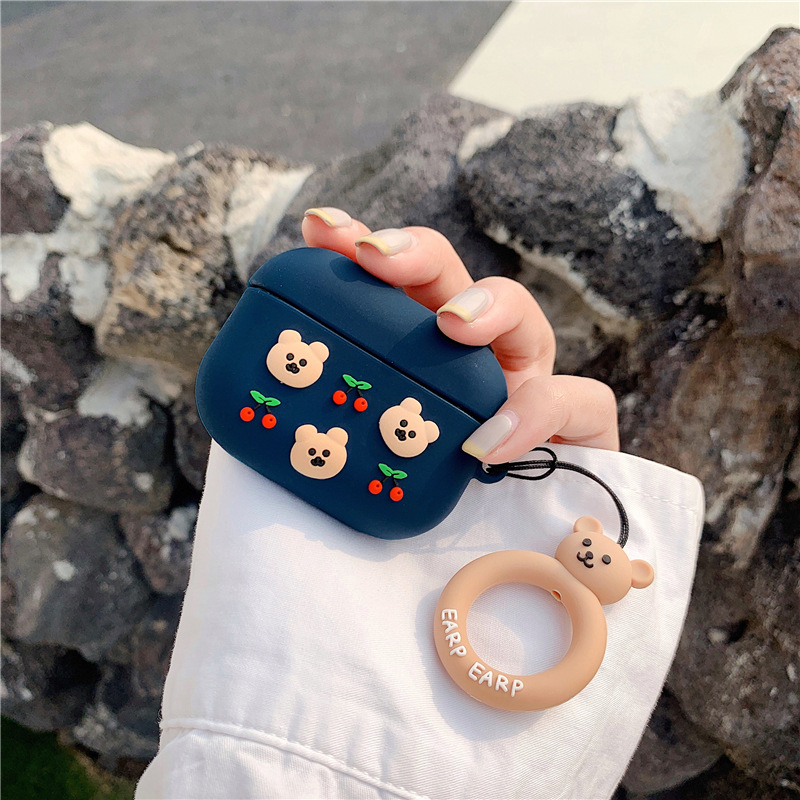 AIRPODS CASE Cute Bear Cherry Case with Cherry Pendant