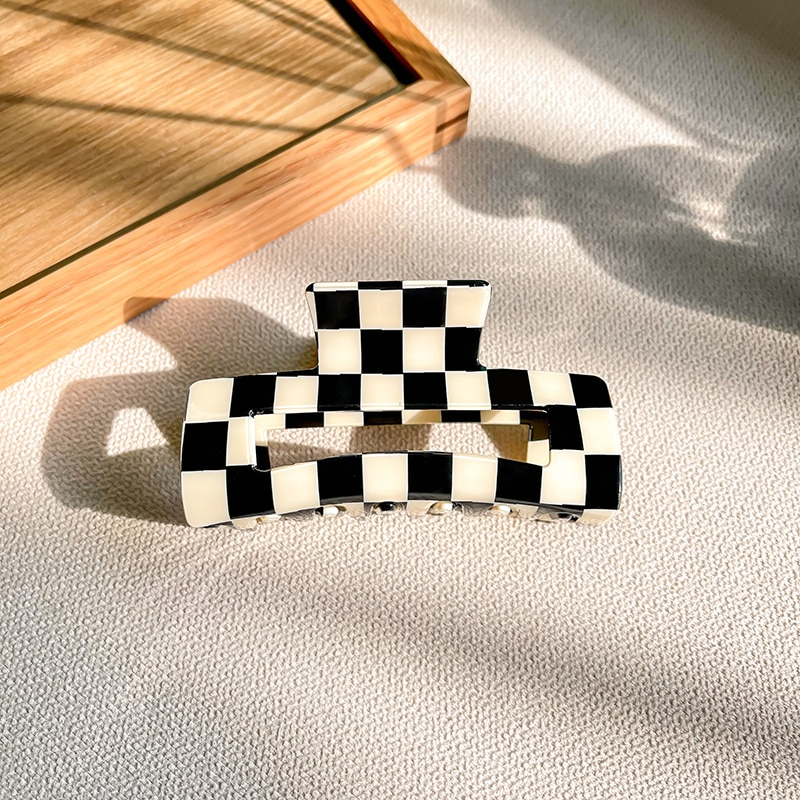 Glossy Checkerboard Claw Clip (8 Colours)