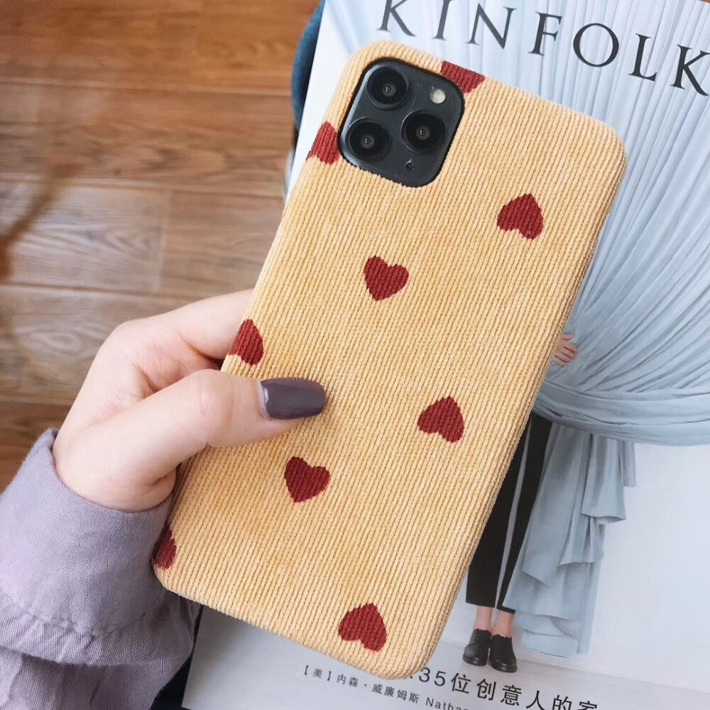 Corduroy Hearts Pattern iPhone Case 4 Colours Ice Cream Cake