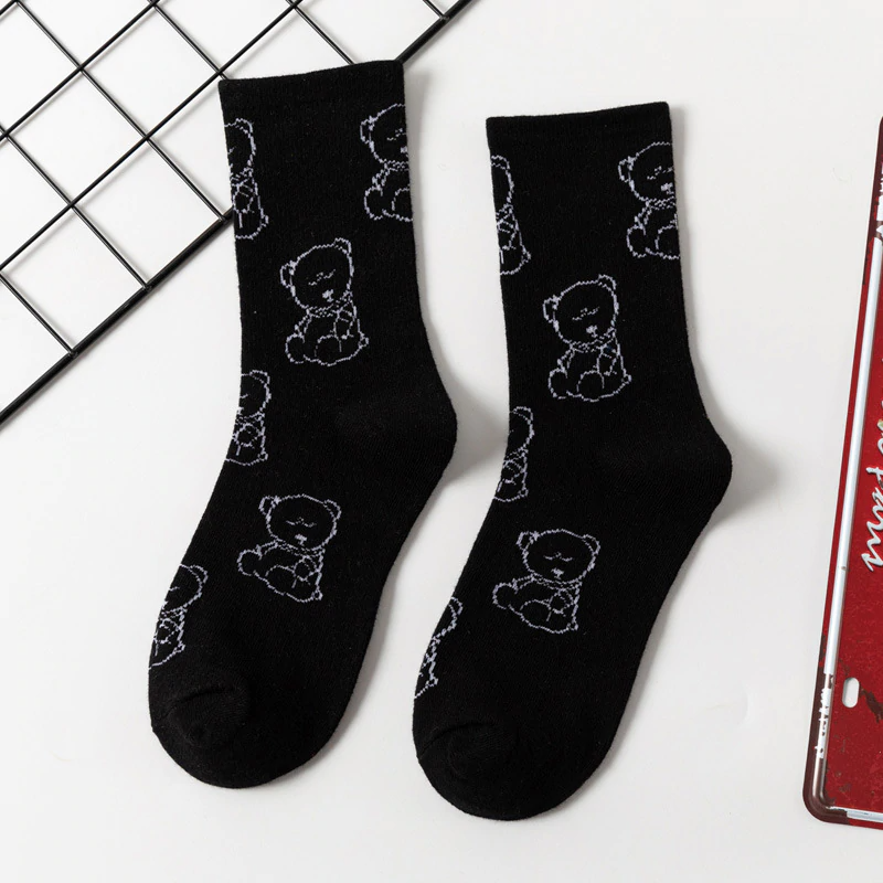 Neon Teddy Bear Crew Socks (5 Colours)