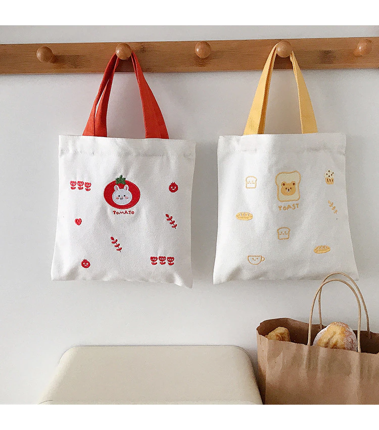 Embroidered Snack Animal Tote Bag (2 Designs)