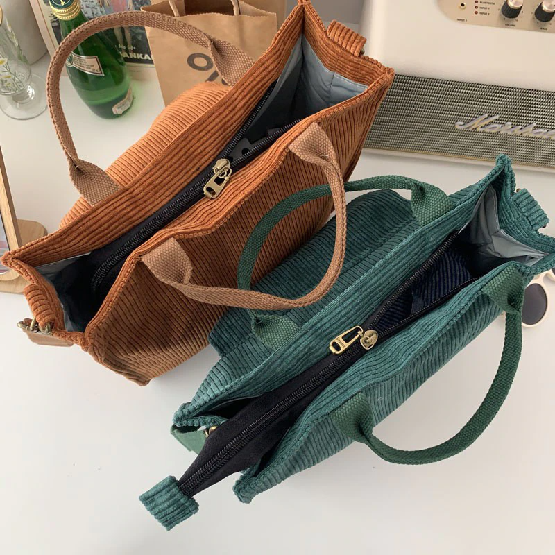 Corduroy Zipper Tote (4 Colours)