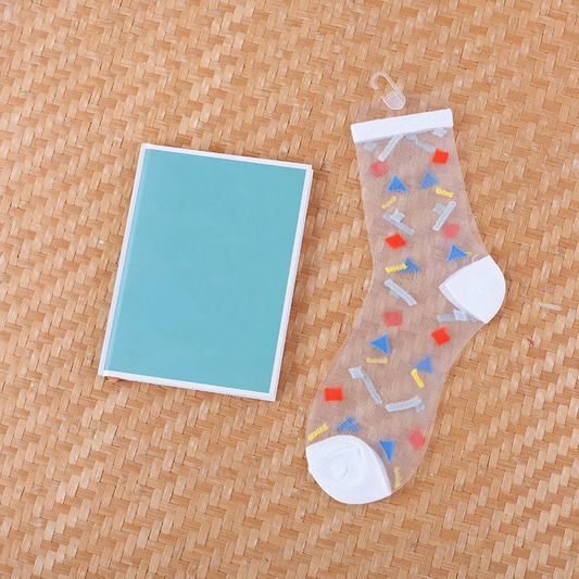 Transparent 90s Shapes Crew Socks