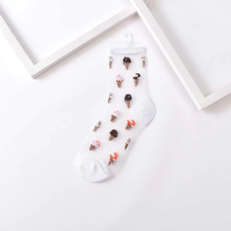 Transparent Food Pattern Crew Socks (9 Designs)