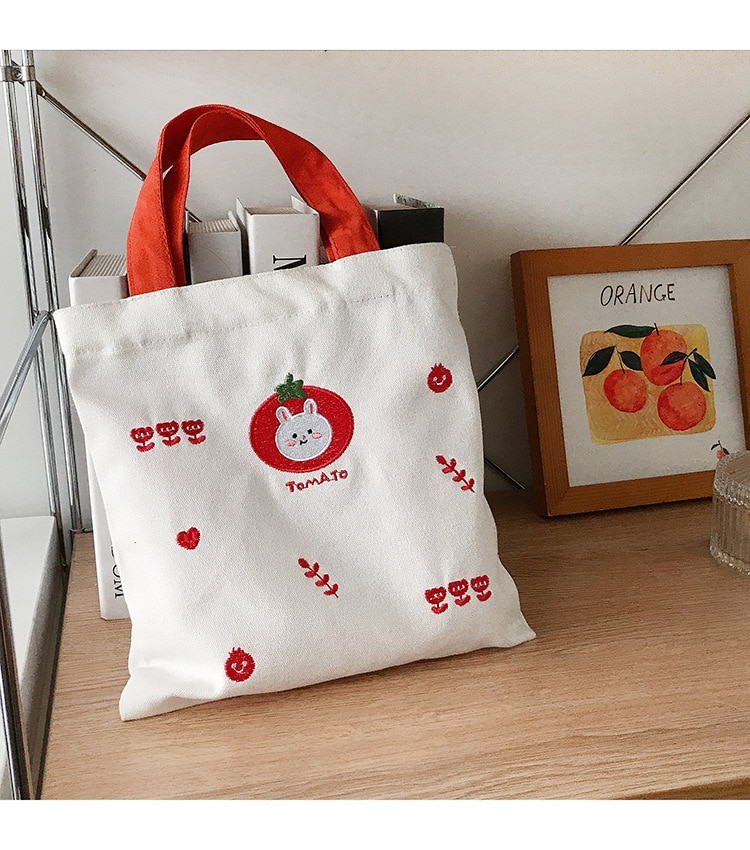 Embroidered Snack Animal Tote Bag (2 Designs)