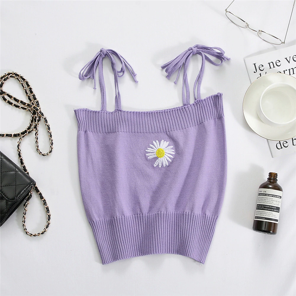 Daisy Embroidery Knit Top (9 Colours)