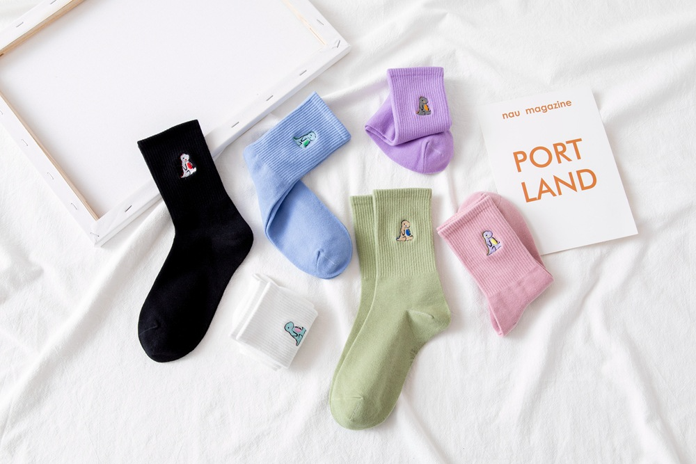 Pastel Dinosaur Crew Socks (6 Colours)