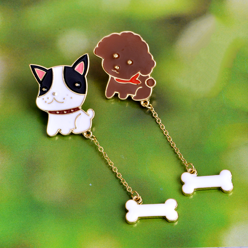 Puppy with Bone Charm Pin (2 Designs)