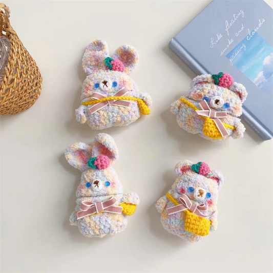 Pastel Soft Teddy Bear/Bunny Face Airpod Case Cover (2 Designs)