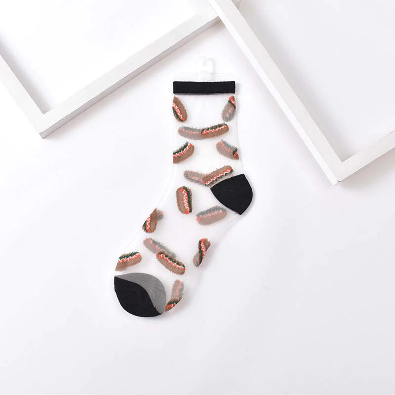 Transparent Food Pattern Crew Socks (9 Designs)