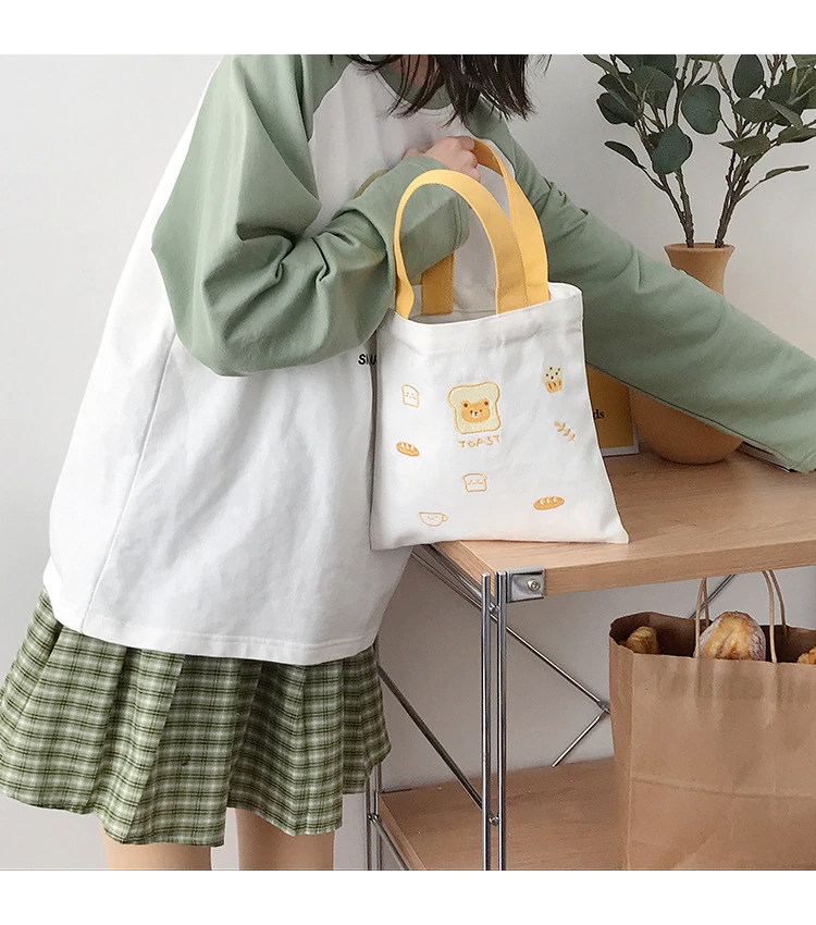 Embroidered Snack Animal Tote Bag (2 Designs)