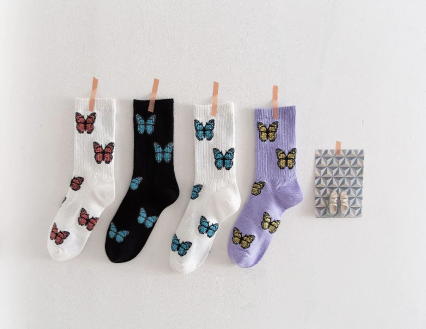 Butterfly Crew Socks (4 Colours)