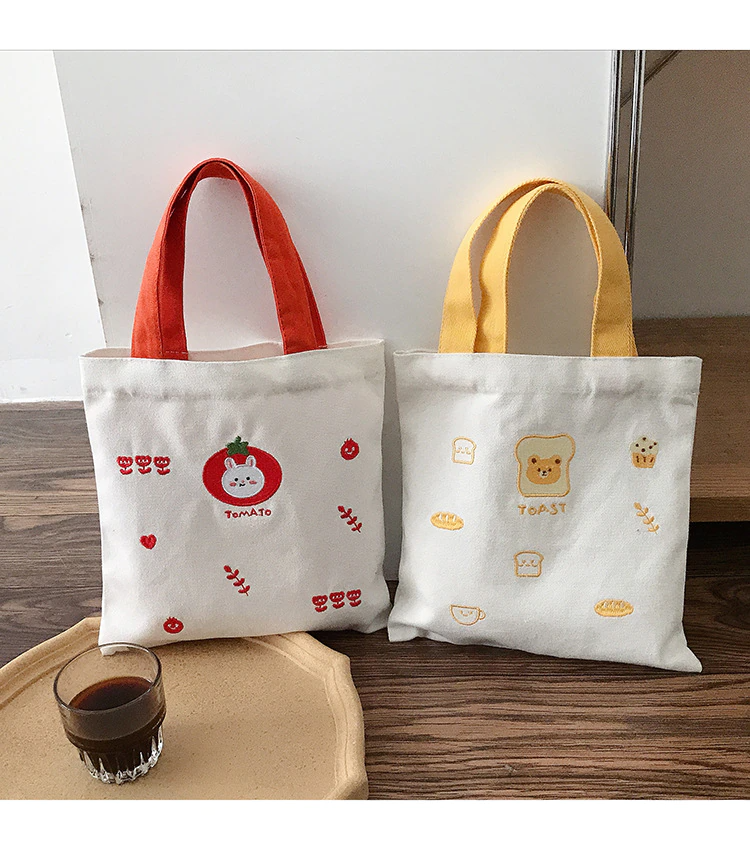 Embroidered Snack Animal Tote Bag (2 Designs)