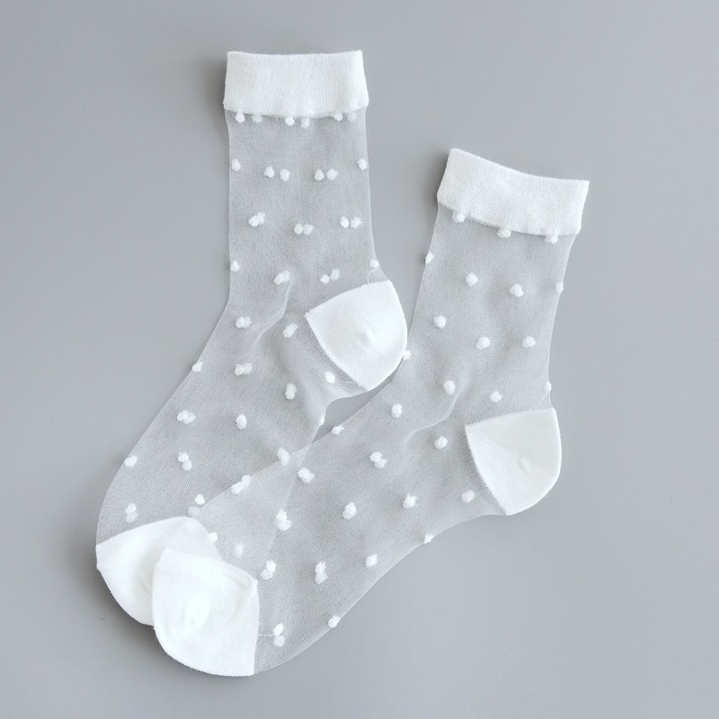 Transparent Polka Dot Ankle Socks (8 Colours) - Ice Cream Cake