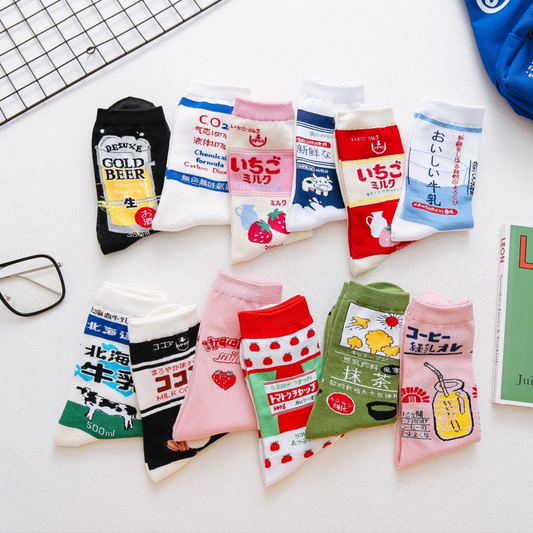 Japanese Drink Socks (12 Designs) - Ice Cream Cake