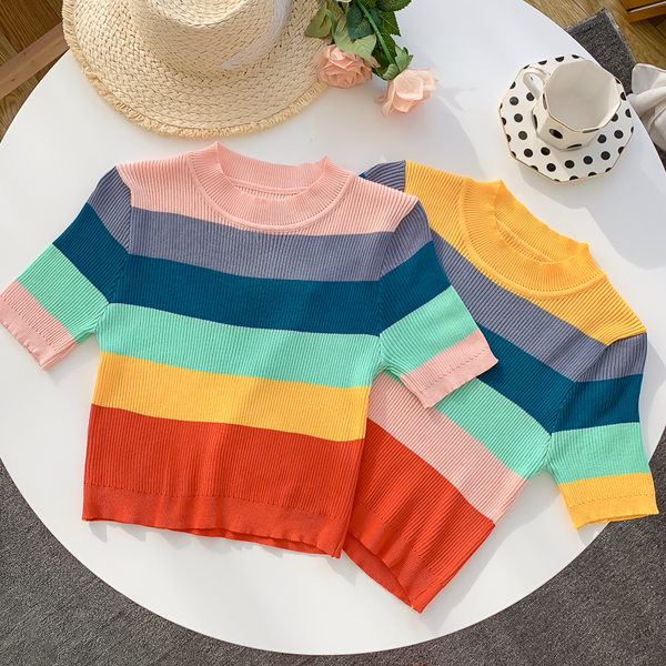 Short-sleeved Rainbow Knit – Ice Cream Cake
