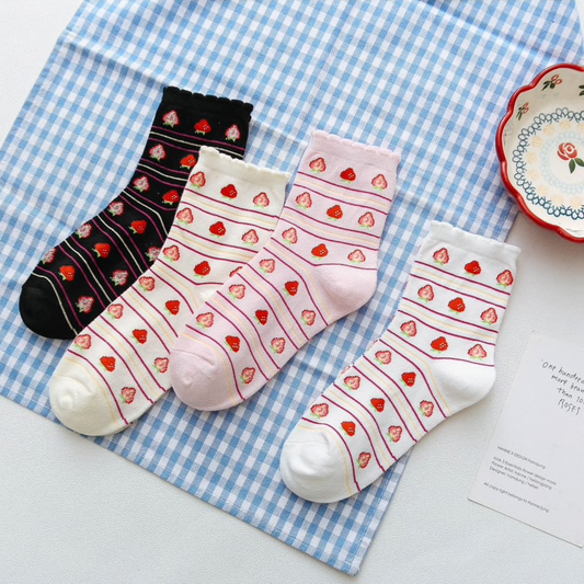 Strawberry Ankle Socks (4 Colours) - Ice Cream Cake