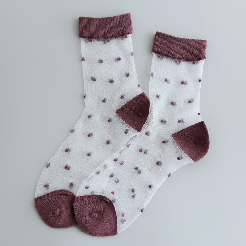 Transparent Polka Dot Ankle Socks (8 Colours) - Ice Cream Cake